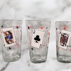 Luminarc Game Night Playing Cards 16 oz Tumbler Glasses Set of 4